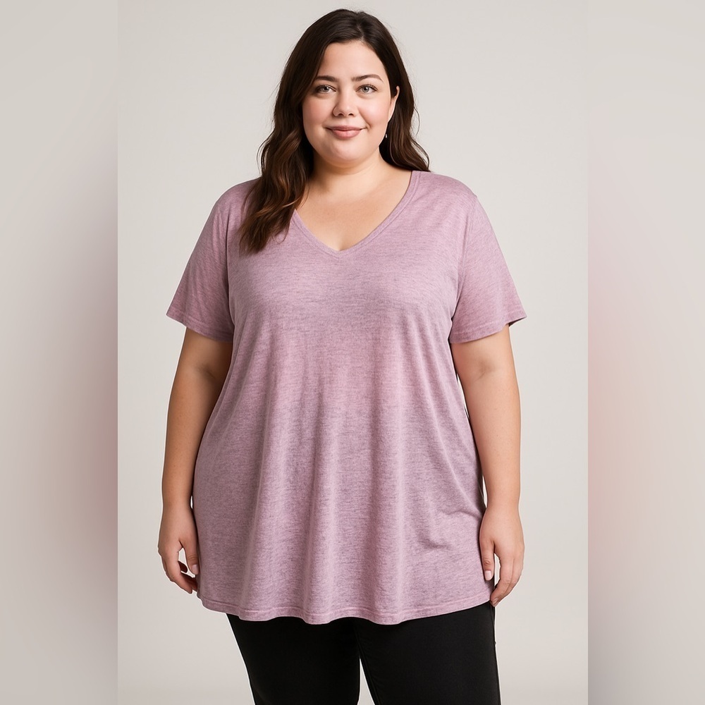 Cato Women’s Soft Purple Knit Semi-Sheer Tunic Tee 18/20W Relaxed Fit Beach